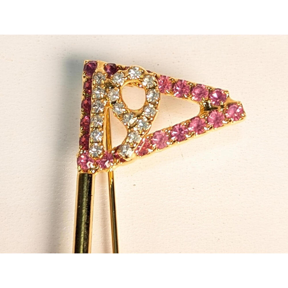 Dorothy BAUER Vintage 19th Hole Pin/Brooch Pink & Teal Crystals Golf Unisex Vtg - Picture 2 of 6